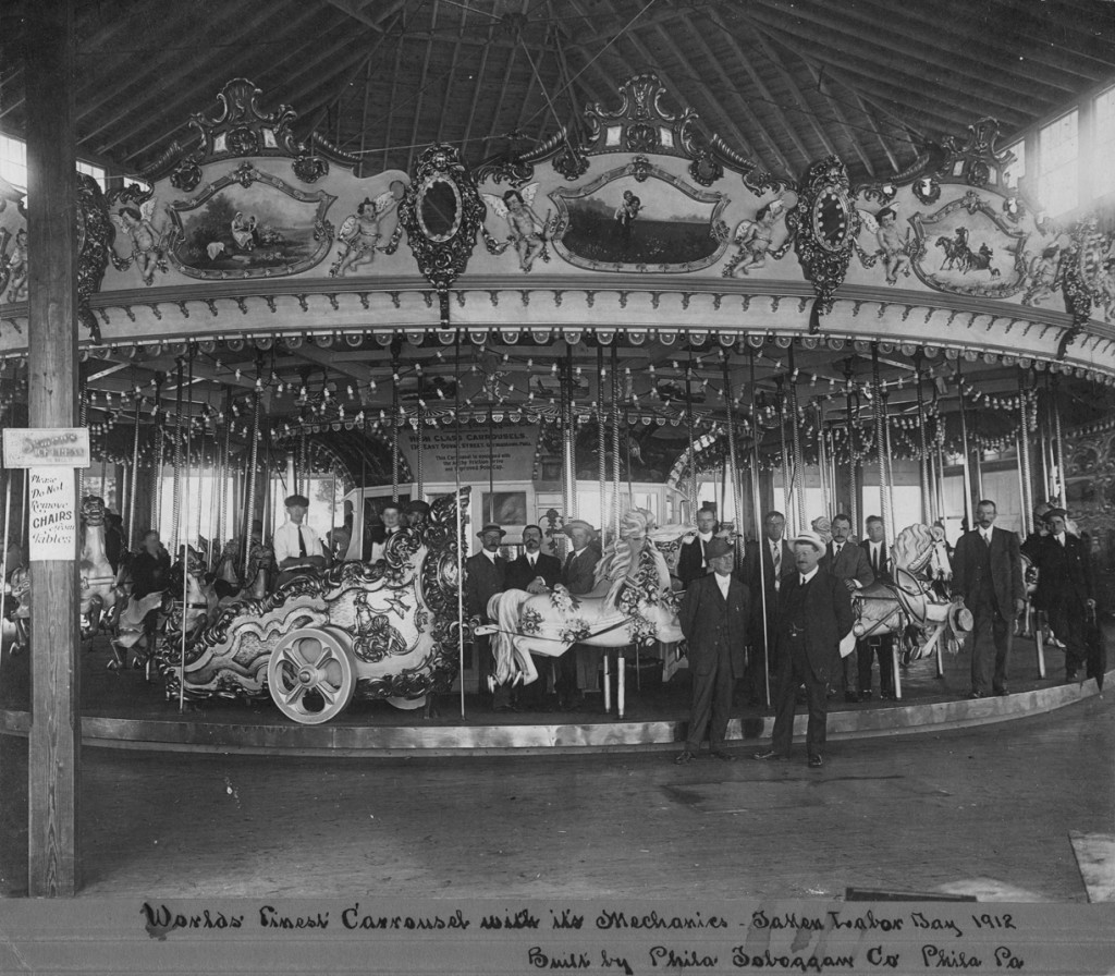 West Haven would not want the original 4-row PTC #21 carousel back even if they could get it. Most if not all of the original wooden horses have been replaced with fiberglass replicas. Savin Rock's new historic PTC carousel would be all wood and all original, restored to its original ca. 1920 glory. Photo courtesy of Tom Rebbie and the PTC Archives.