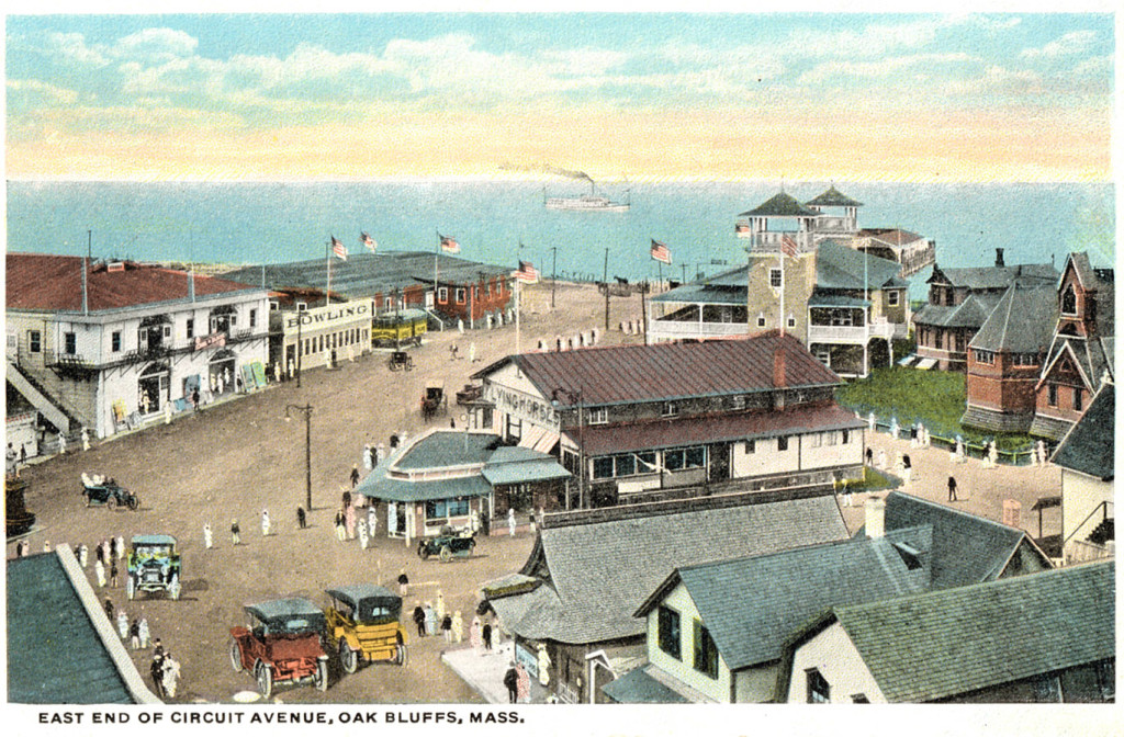 The Oak Bluffs Flying Horses carousel, center, brown roof, circa 1915. Barbara Williams collection