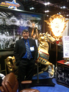 Dan with an Illions Supreme horse in our IAAPA booth in Las Vegas, 2009.