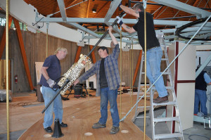 Steve, Dan and Scott installing the carousel at Butchart Gardens.