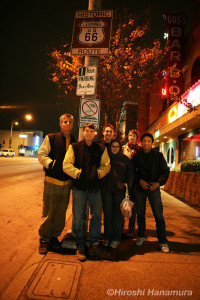 Scott, Dan "Uncle Carney", Andy, Eric and Hiroshi on Route 66 in Hollywood.