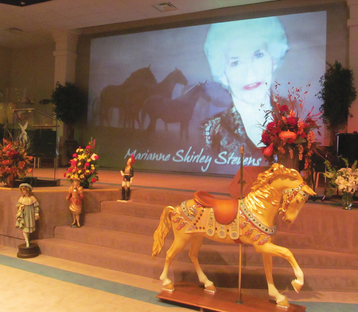 The beautiful stage display for Marianne’s memorial service, held October 13 at Waymaker Church in Roswell, NM. Bill Manns photo