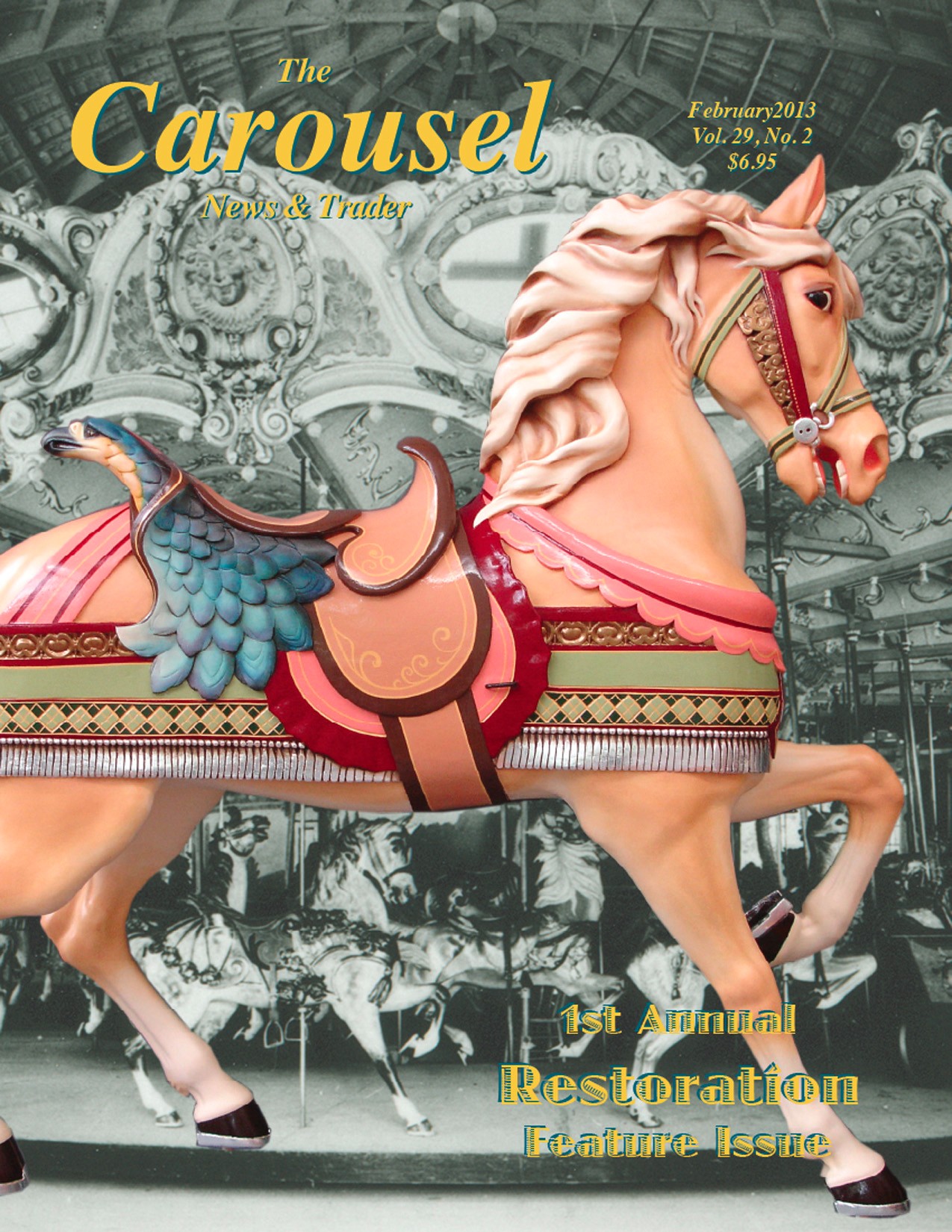 Carousel-news-cover-2-Watkins-Dentzel-antique-carousel-horse-February-2013