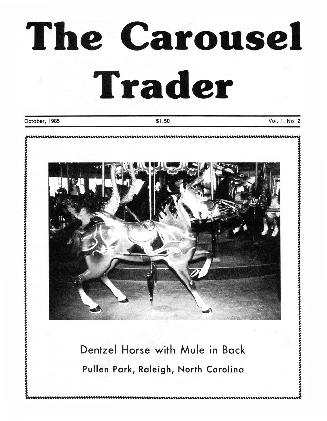 Carousel-news-cover-v1n2-Pullen-Park-Dentzel-carousel-October-1985