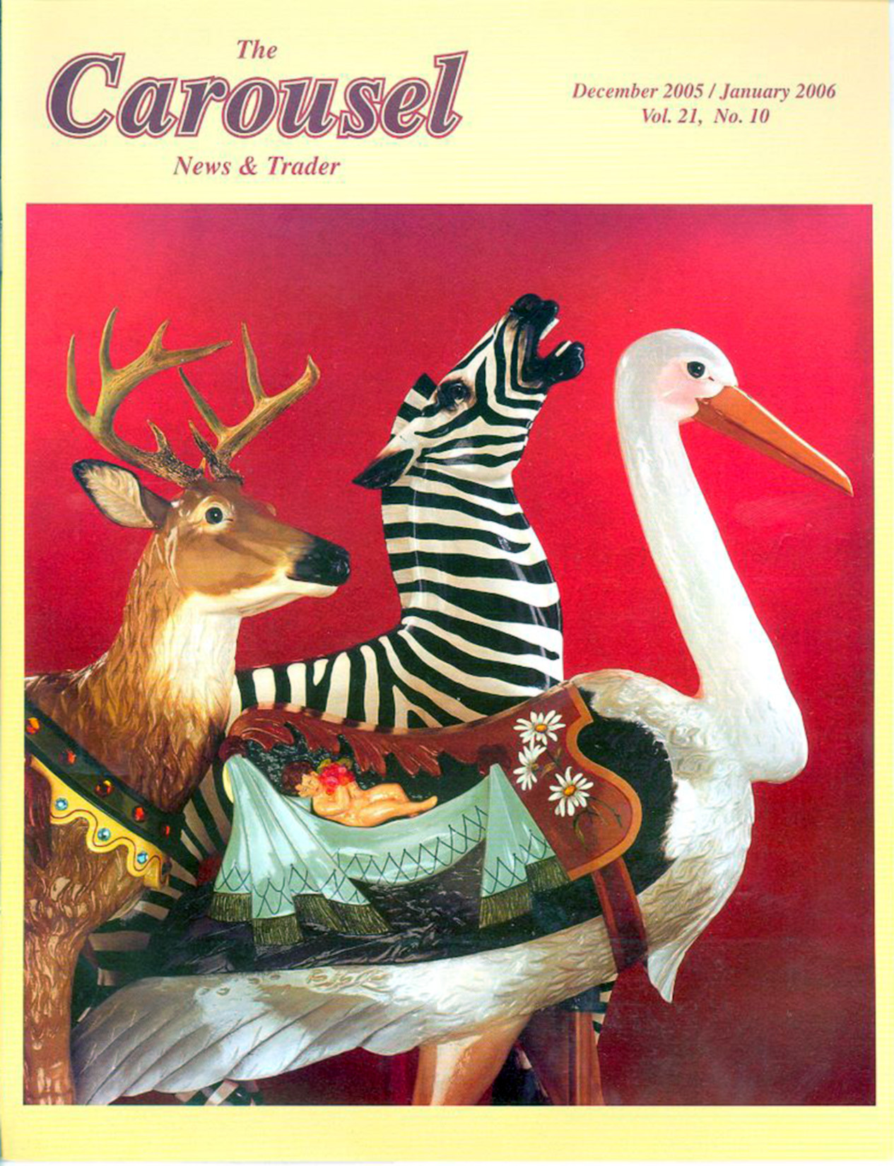 Carousel-news-cover-12_2005-1-06-Carousel-stork-zebra-deer-Henry-Ford-Museum