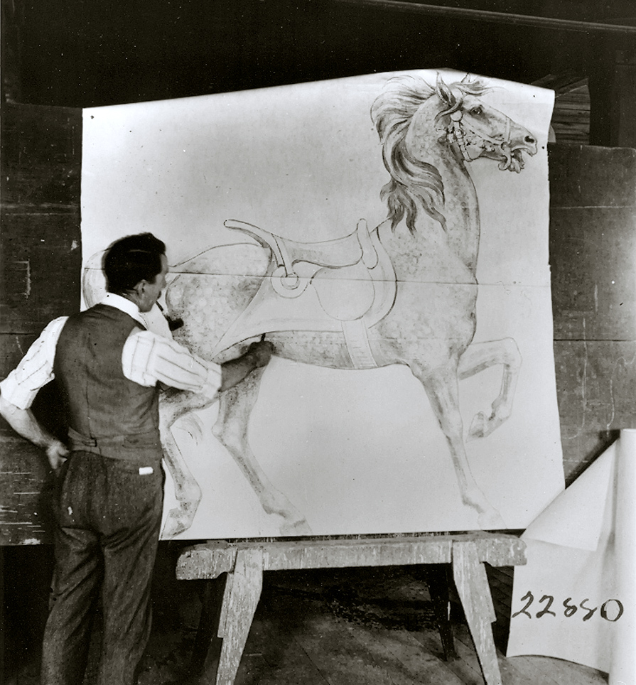 Daniel-Muller-sketching-carousel-horse-early-1900s