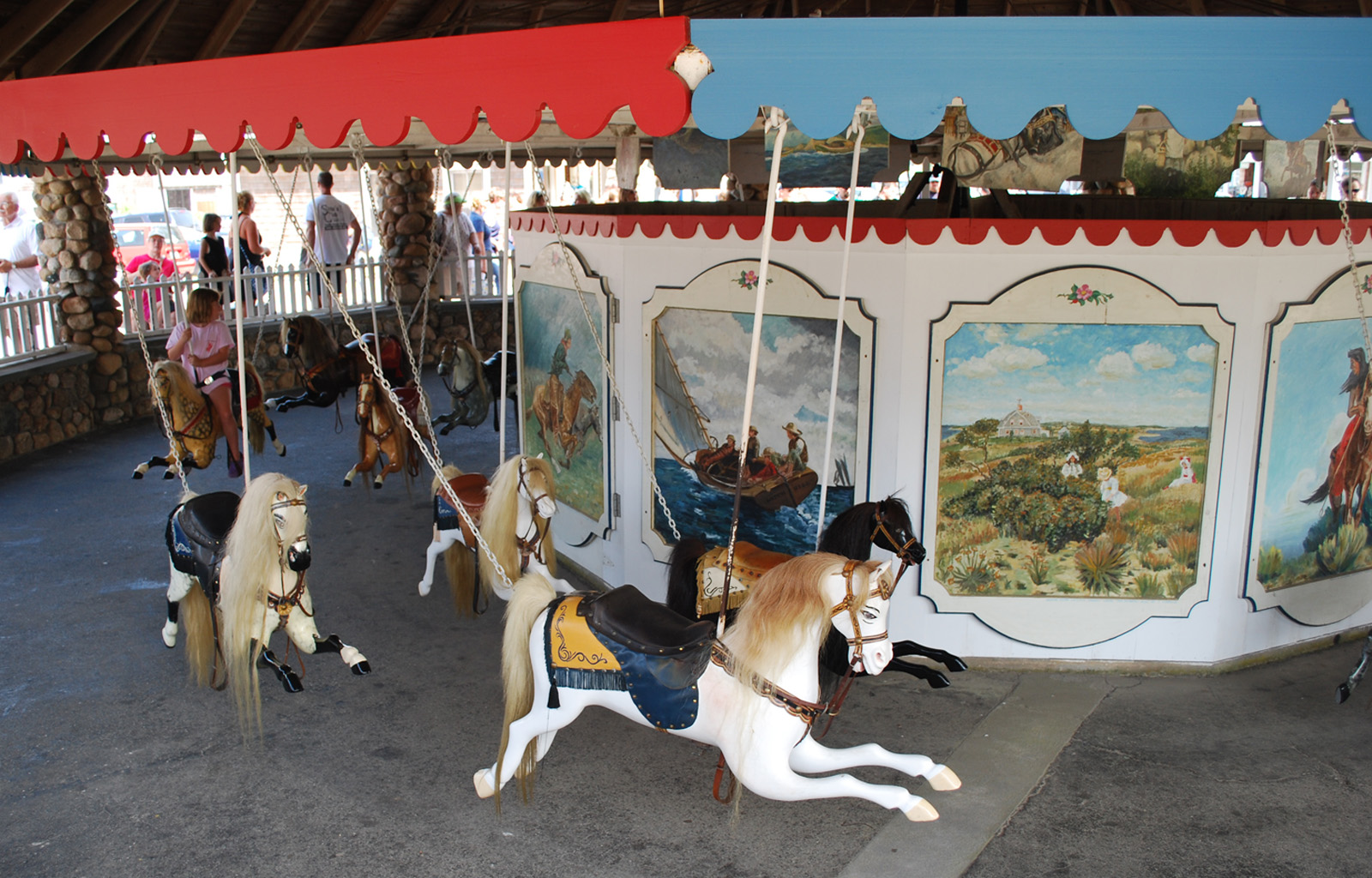 Watch Hill RI 1884 historic carousel Dare swing ride 12