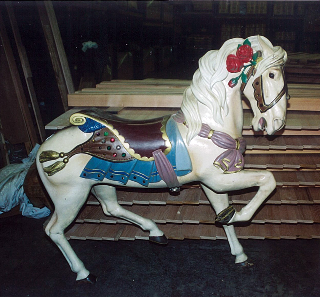 Herschell-Spillman-carousel-flowered-horse-older-restoration