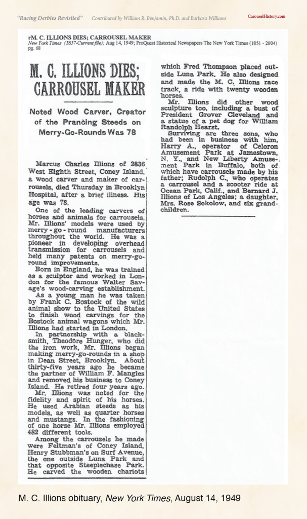 M. C. Illions obituary, New York Times, August 14, 1949