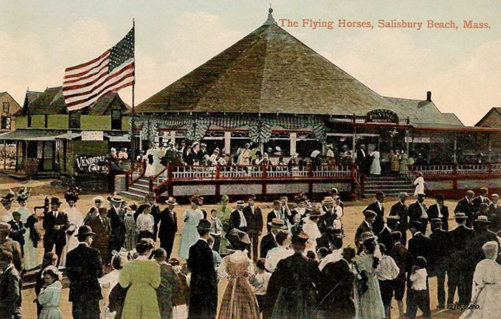 Early 1900s Postcard showing the carousel at Salisbury Beach, MA.