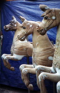 Albany State Museum carousel horses during restoration.